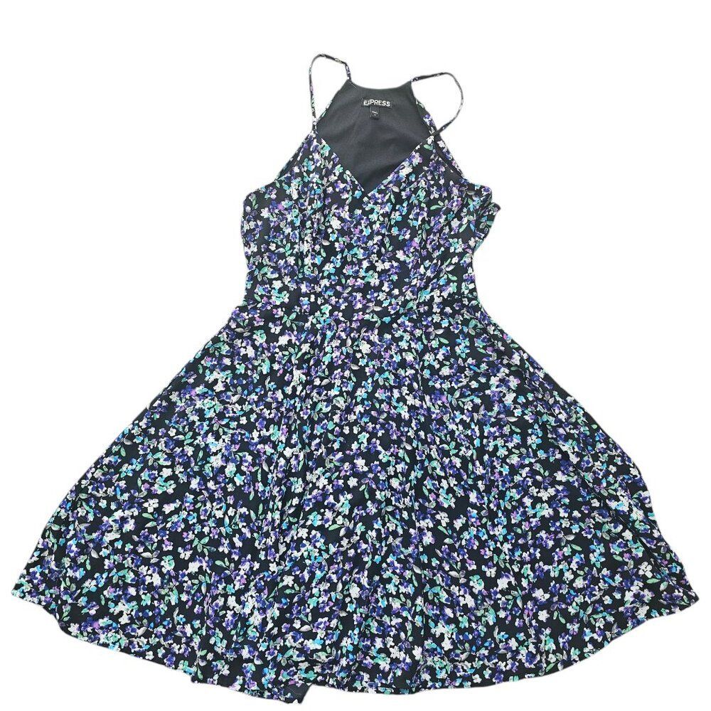 Express 90's Y2K Whimsigoth Floral Spaghetti Straps V Neck Dress